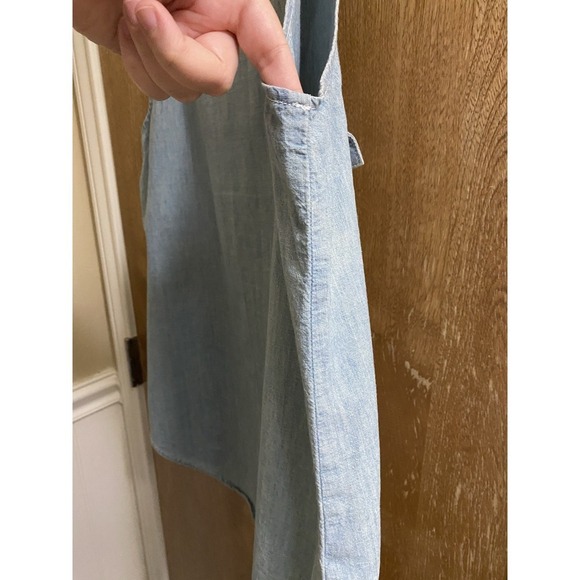 Rag & Bone Jean Womens Button Sleeveless Tank Top Blue Cotton Distress Denim L - Picture 8 of 8